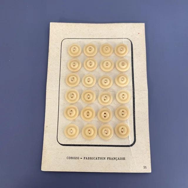 France Vintage Ivory Deco Plastic Button Sheet 11mm