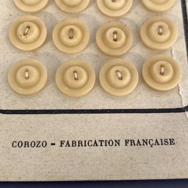 France Vintage Ivory Deco Plastic Button Sheet 11mm