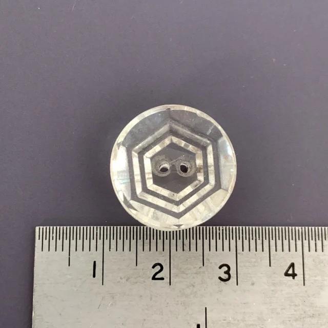 Czech Vintage Cut Glass Spiral Button  18mm