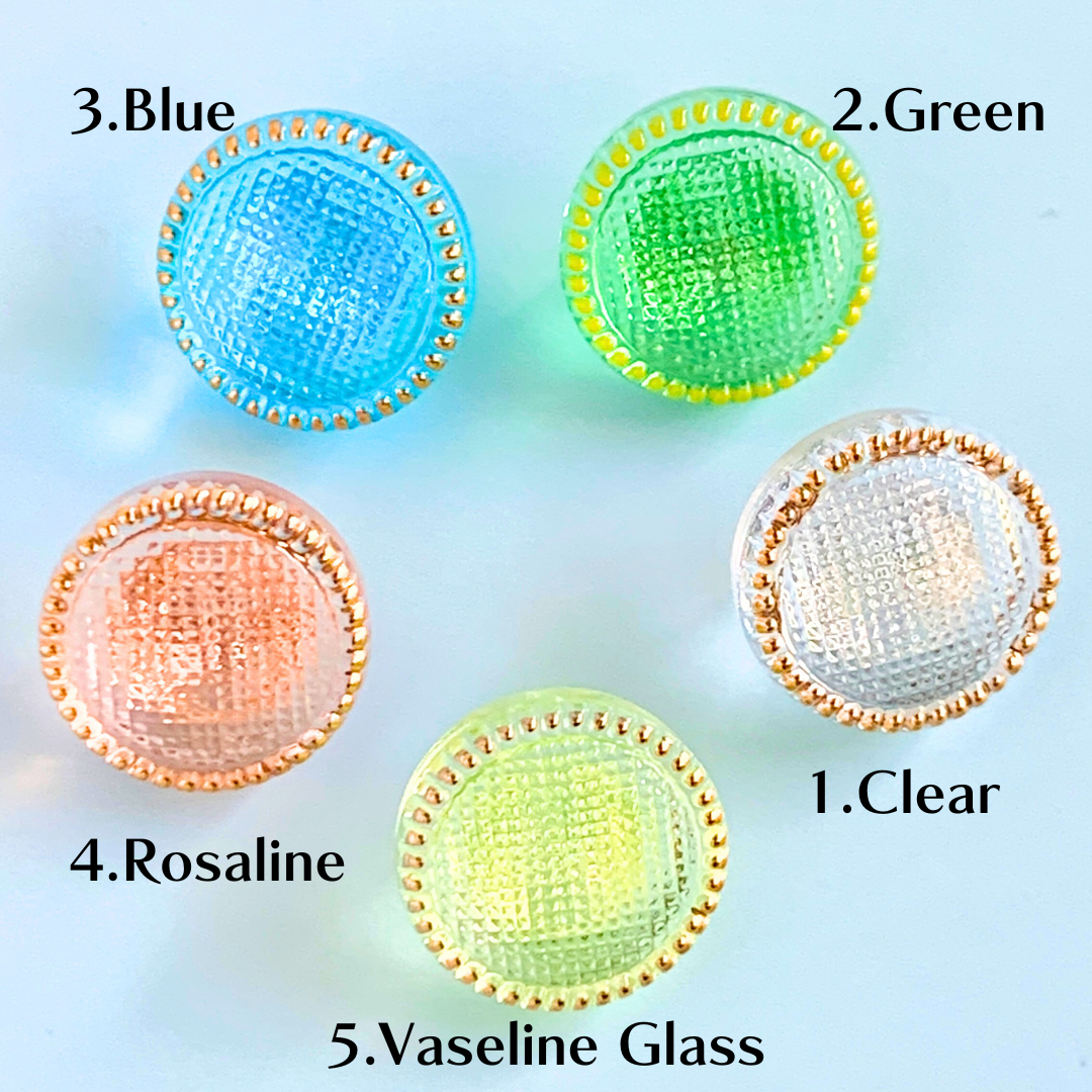 Czech Vintage Glass Button Dot Frame 【14 mm/5 colors】