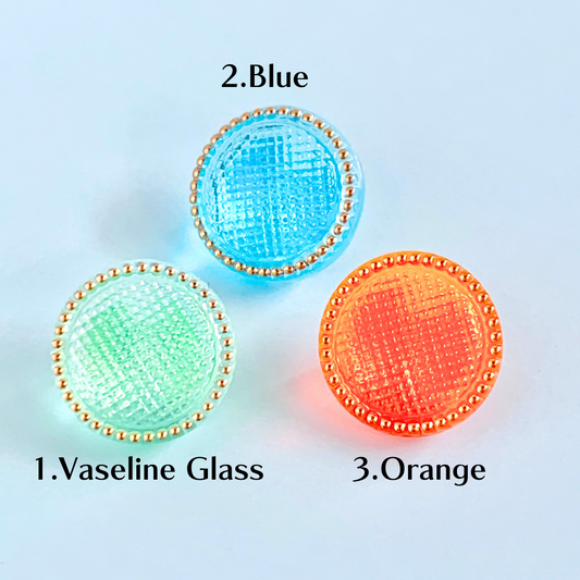 Czech Vintage Glass Button Dot Frame 【11 mm/3 colors】