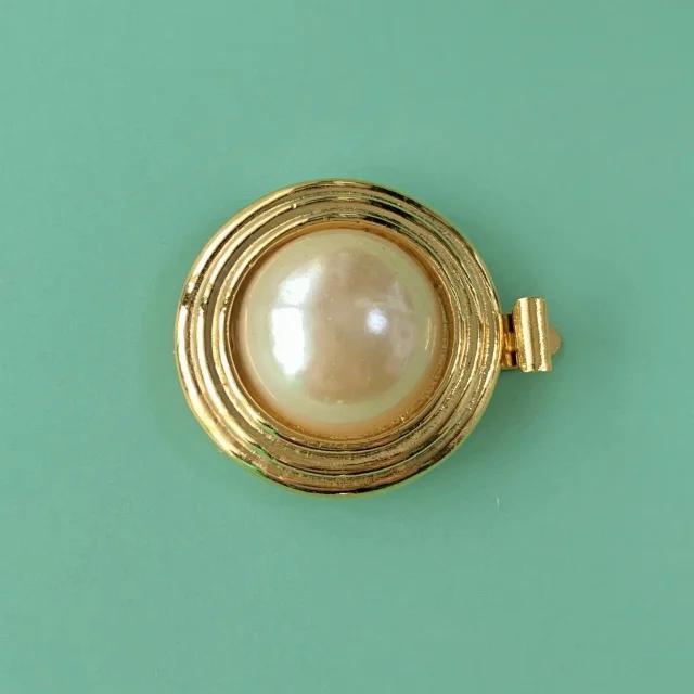 Vintage Gold Plated Pearl Clasp 22mm