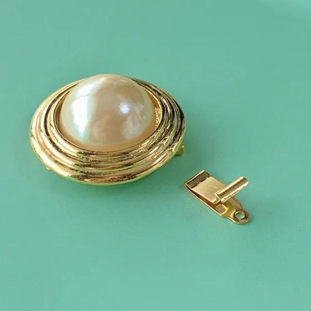 Vintage Gold Plated Pearl Clasp 22mm