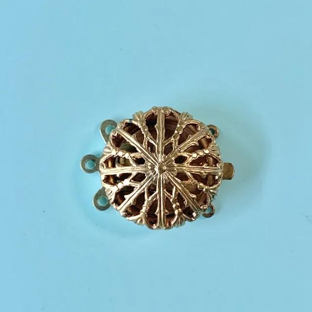 Vintage Brass Filigree Clasp for 3 strands 19mm