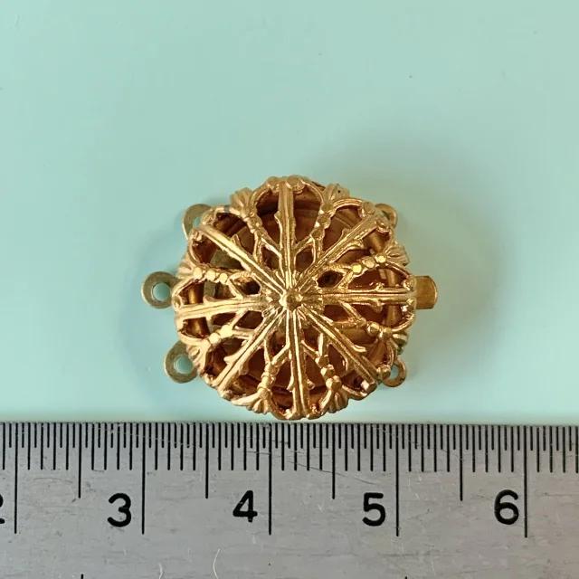 Vintage Brass Filigree Clasp for 3 strands 19mm