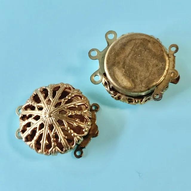 Vintage Brass Filigree Clasp for 3 strands 19mm