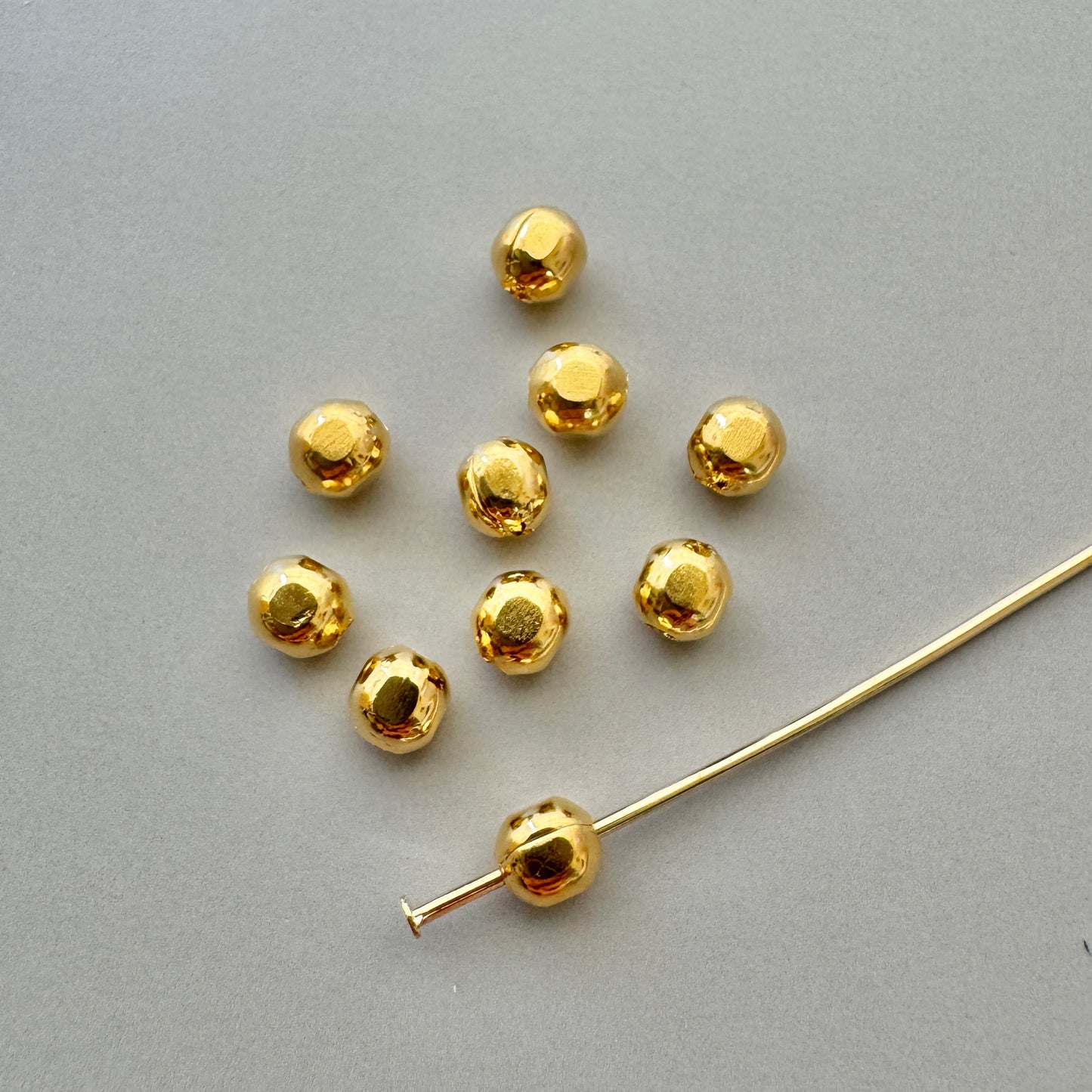 Deadstock Metal Gold Plated Cut Beads 4mm