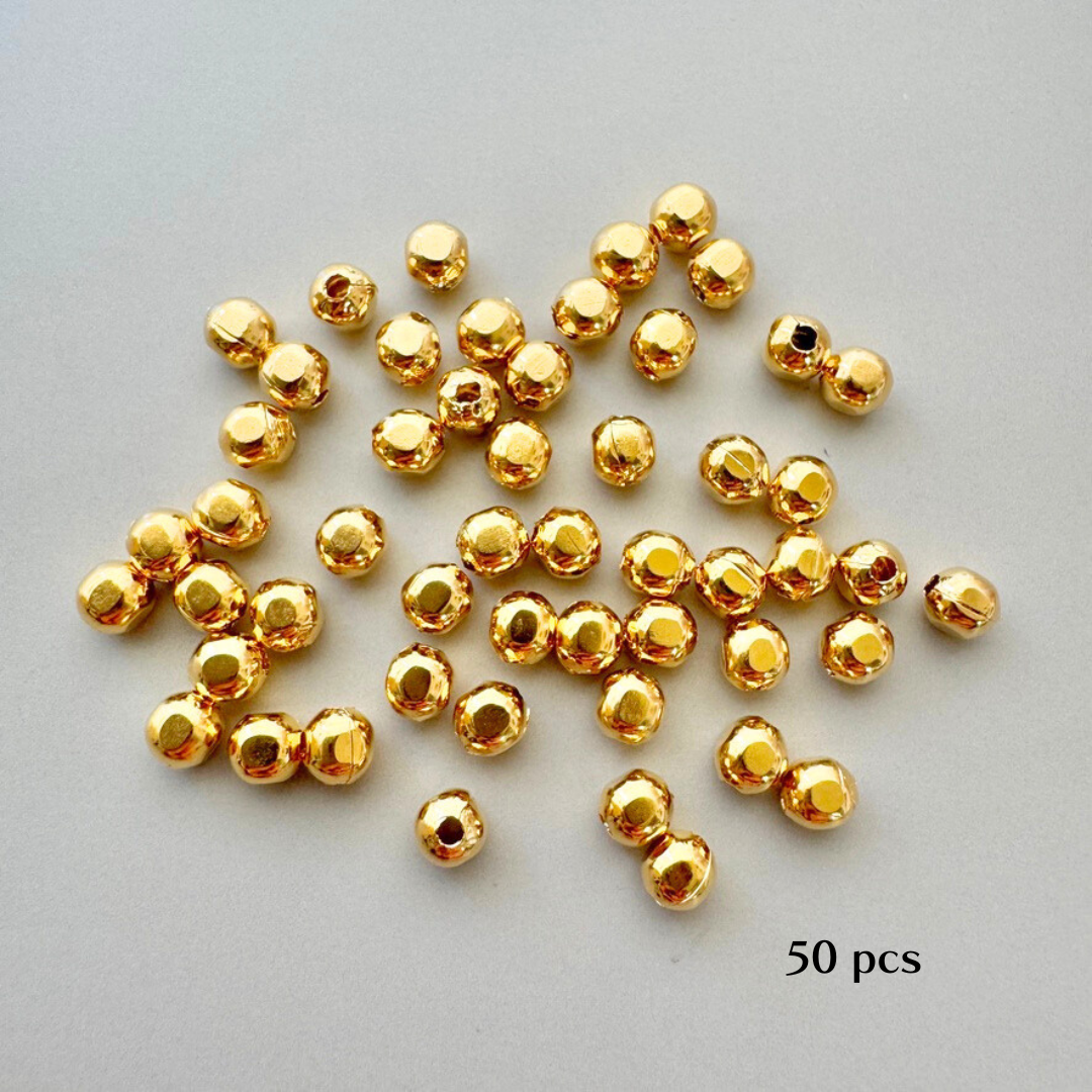 Deadstock Metal Gold Plated Cut Beads 4mm