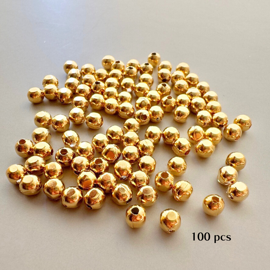 Deadstock Metal Gold Plated Cut Beads 4mm