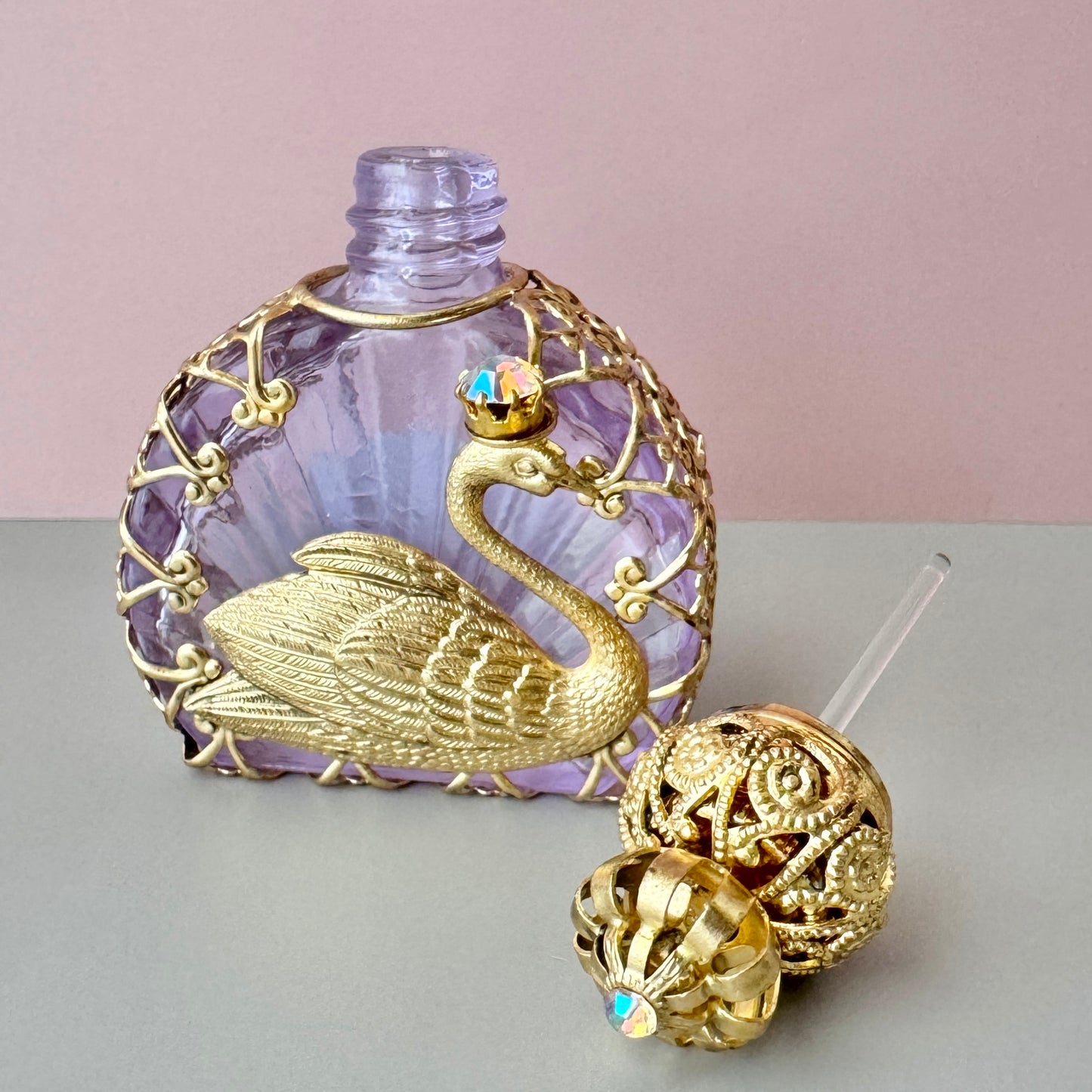 Czech Handmade Perfume Bottle Swan【po-0146】