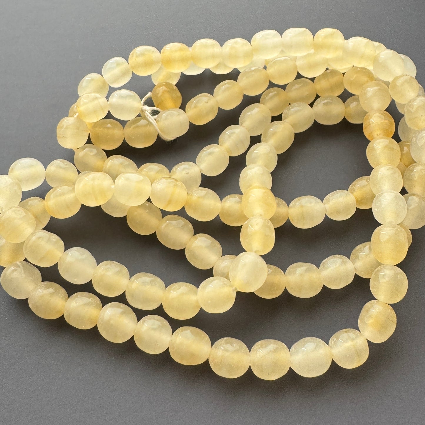 Japan Vintage Lampwork Glass Beads Yellow Marble 5.5-6.5mm【10pcs / 1 strand】