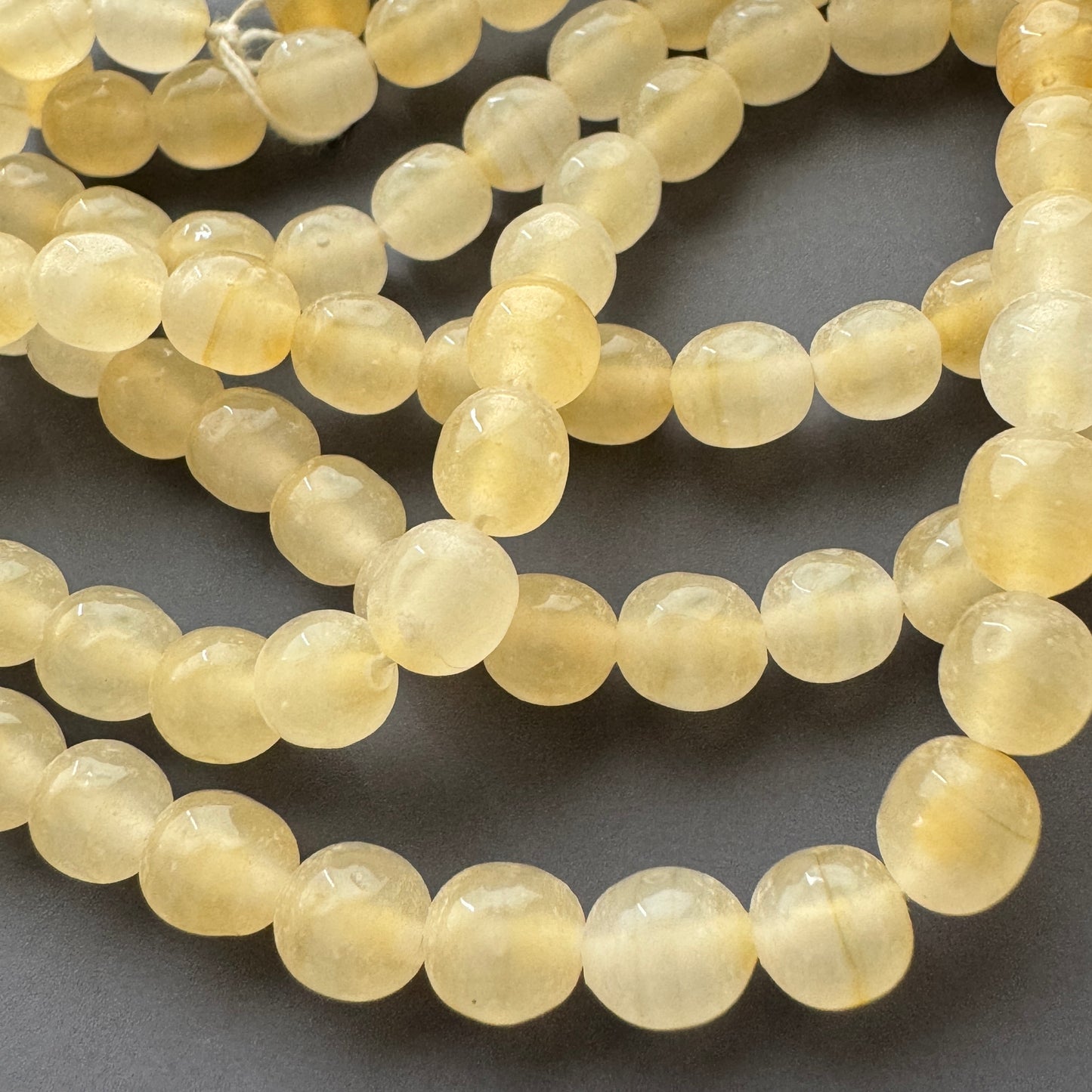 Japan Vintage Lampwork Glass Beads Yellow Marble 5.5-6.5mm【10pcs / 1 strand】