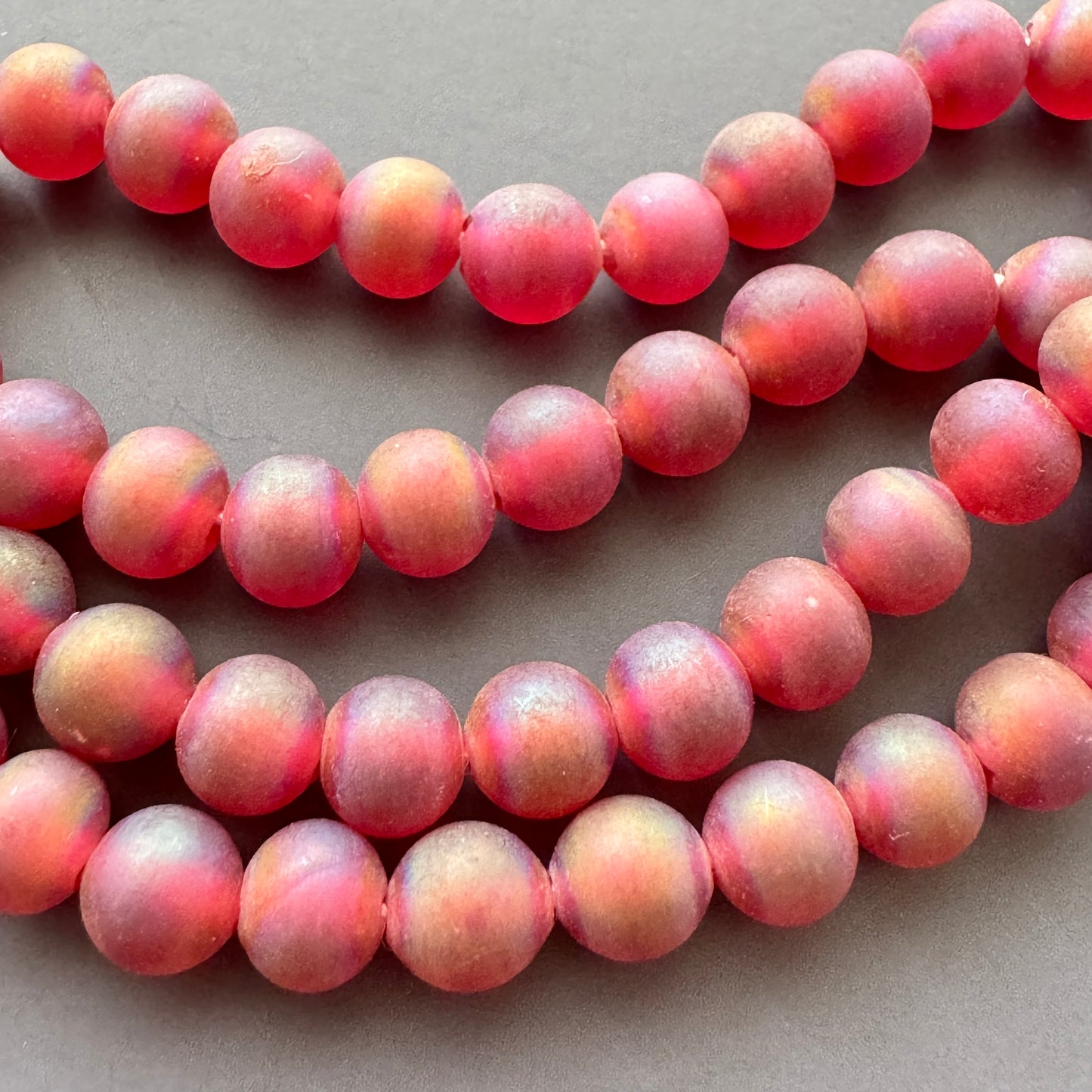 Japan Vintage Lampwork Glass Beads Matt 5-6mm【Red AB / Purple AB】【10pcs / 1 strand】