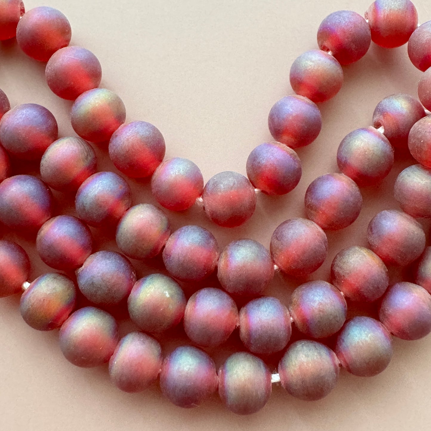 Japan Vintage Lampwork Glass Beads Matt 5-6mm【Red AB / Purple AB】【10pcs / 1 strand】