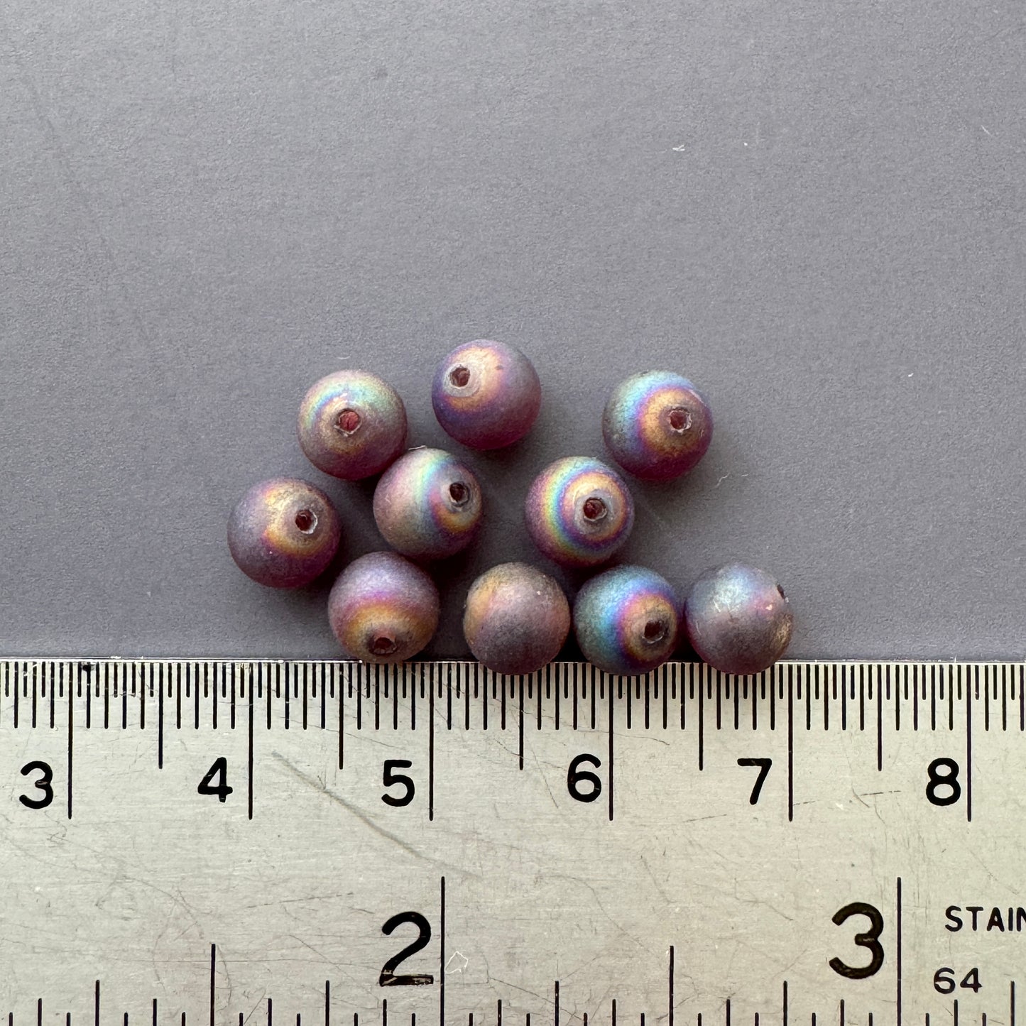 Japan Vintage Lampwork Glass Beads Matt 5-6mm【Red AB / Purple AB】【10pcs / 1 strand】