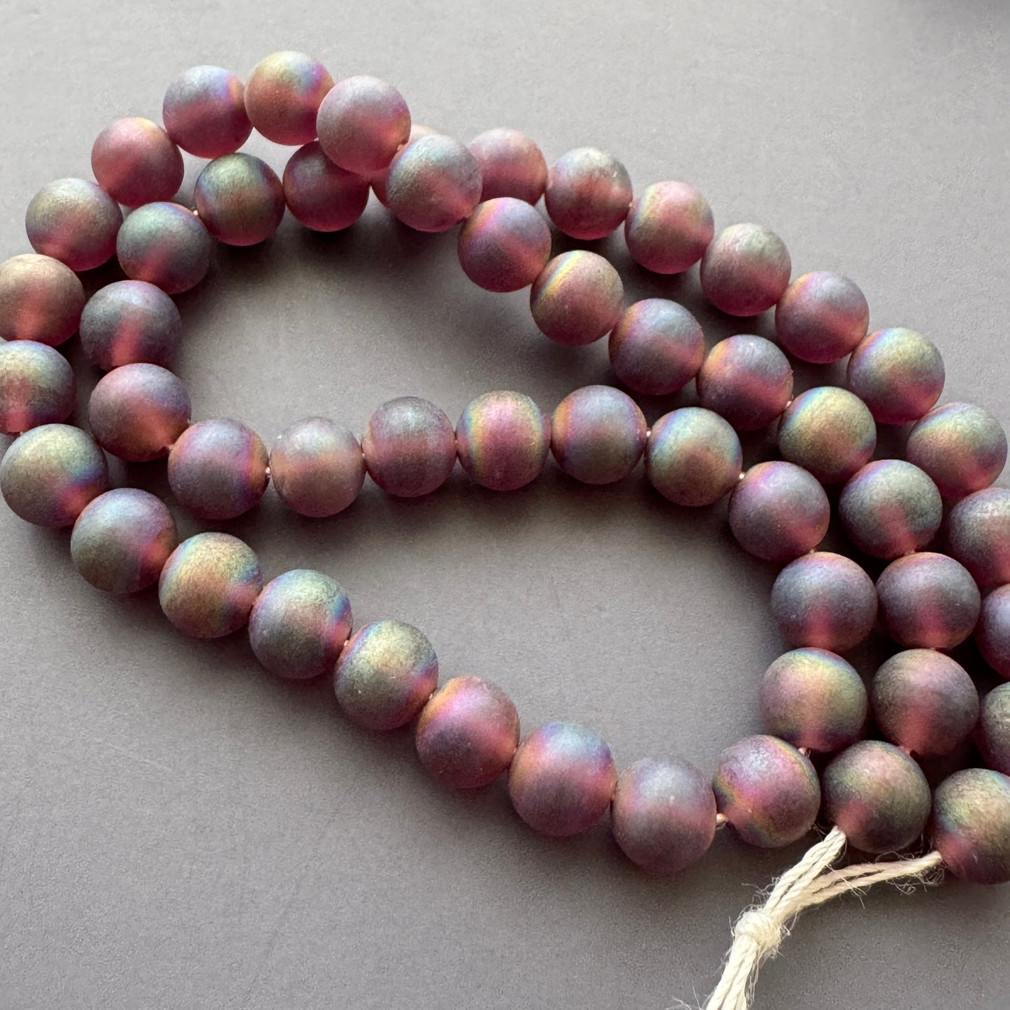 Japan Vintage Lampwork Glass Beads Matt 5-6mm【Red AB / Purple AB】【10pcs / 1 strand】