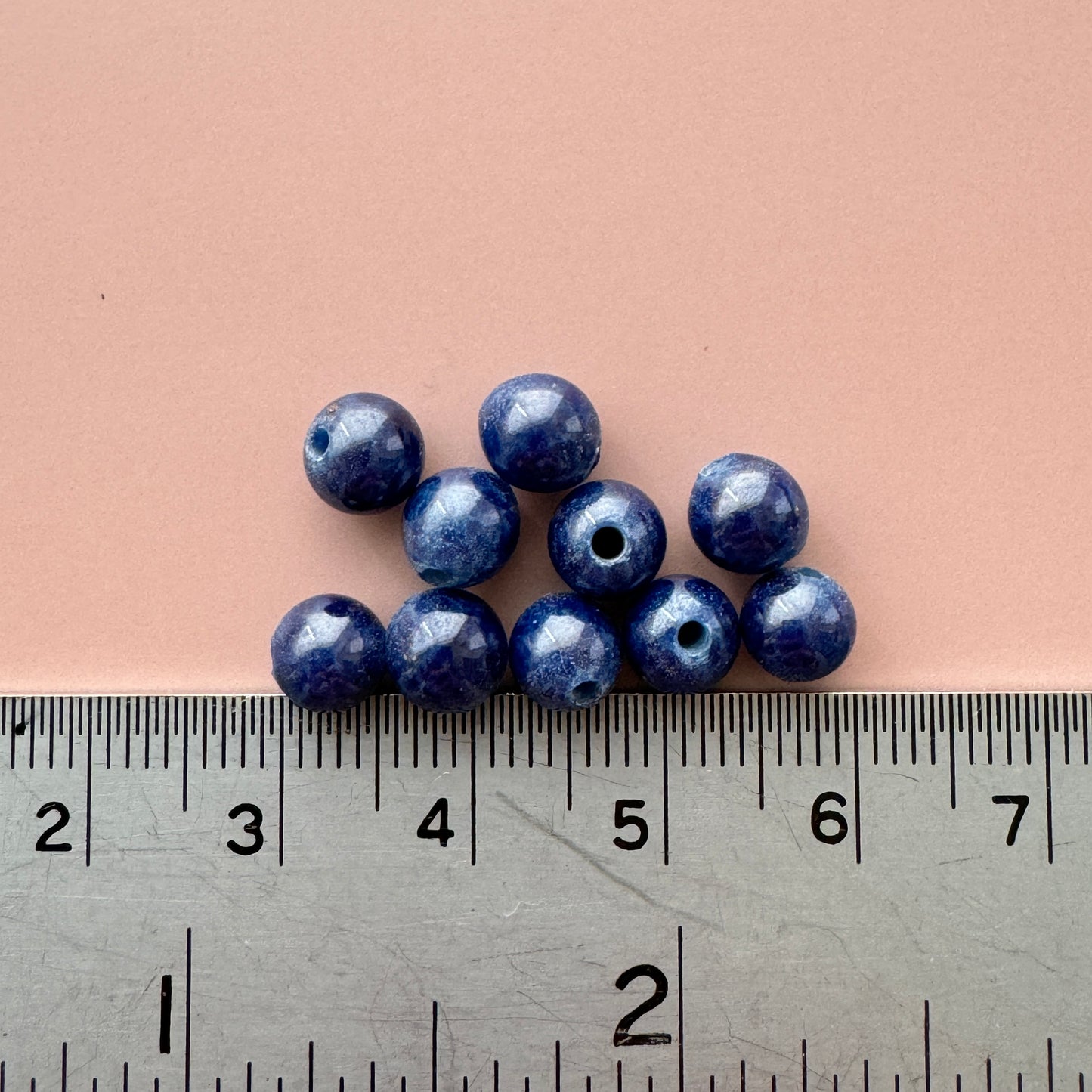 Japan Vintage Lampwork Glass Beads Lapis Navy 5-6mm【10pcs / 1 strand】