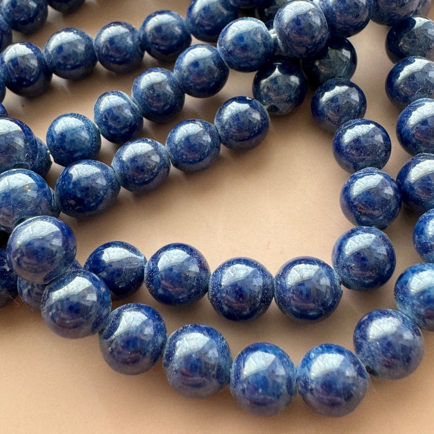 Japan Vintage Lampwork Glass Beads Lapis Navy 5-6mm【10pcs / 1 strand】