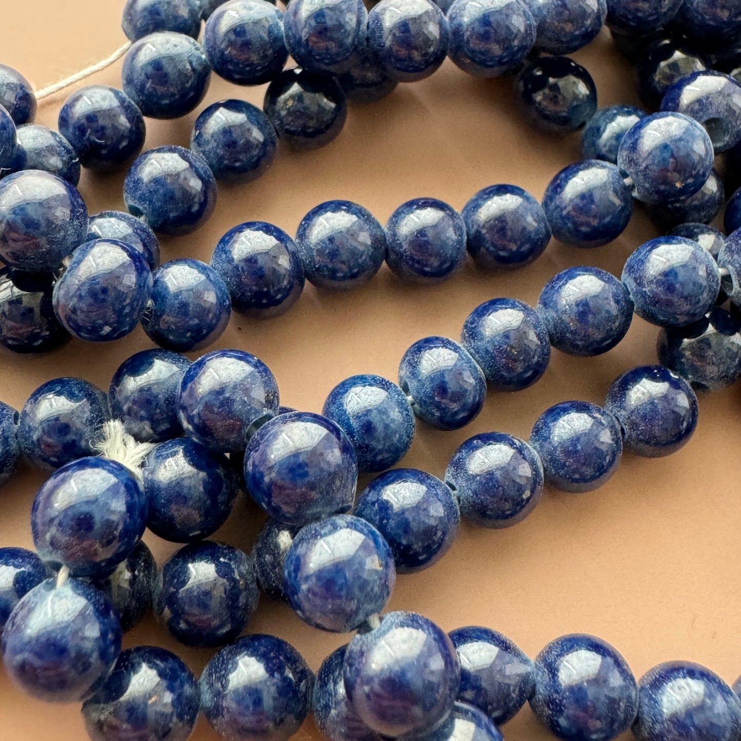 Japan Vintage Lampwork Glass Beads Lapis Navy 5-6mm【10pcs / 1 strand】