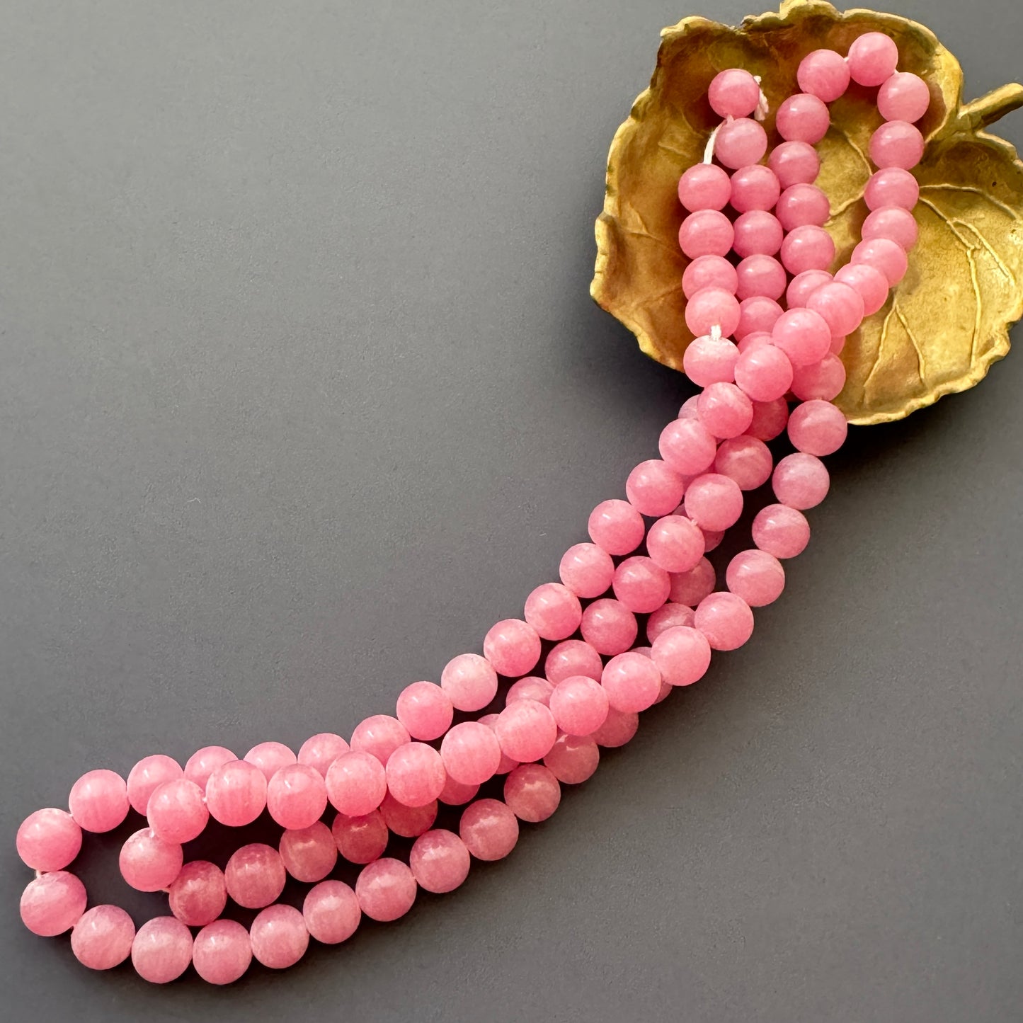 Japan Vintage Lampwork Glass Beads Marble Pink 7.5mm【10pcs / 1 strand】