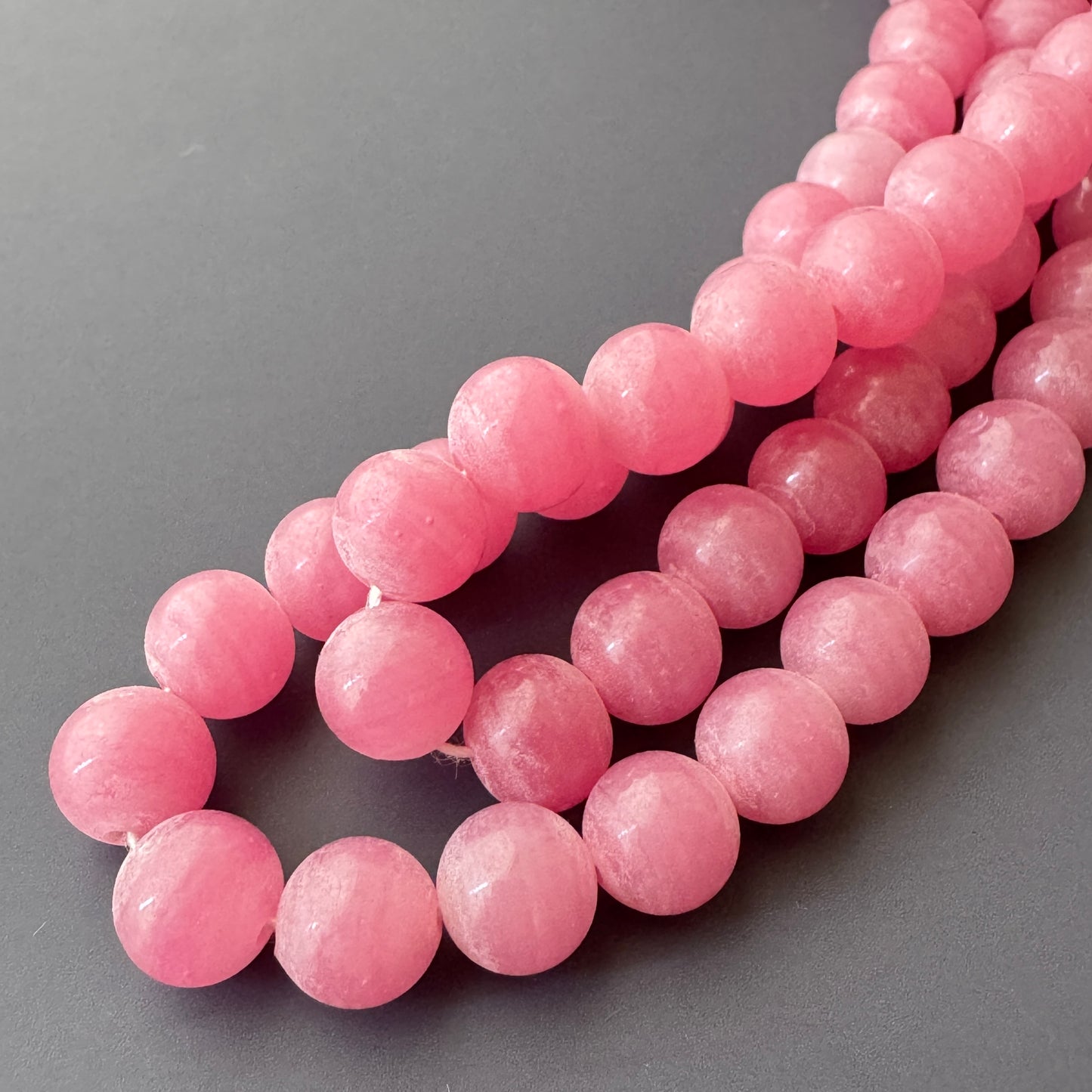 Japan Vintage Lampwork Glass Beads Marble Pink 7.5mm【10pcs / 1 strand】