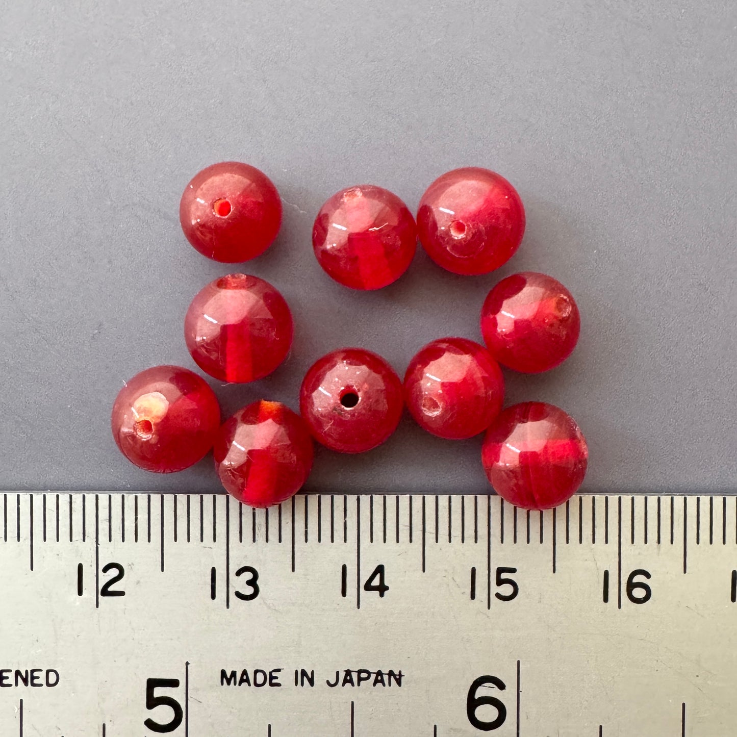 Japan Vintage Lampwork Glass Beads Dark Red 7.5~8mm【10pcs / 1 strand】