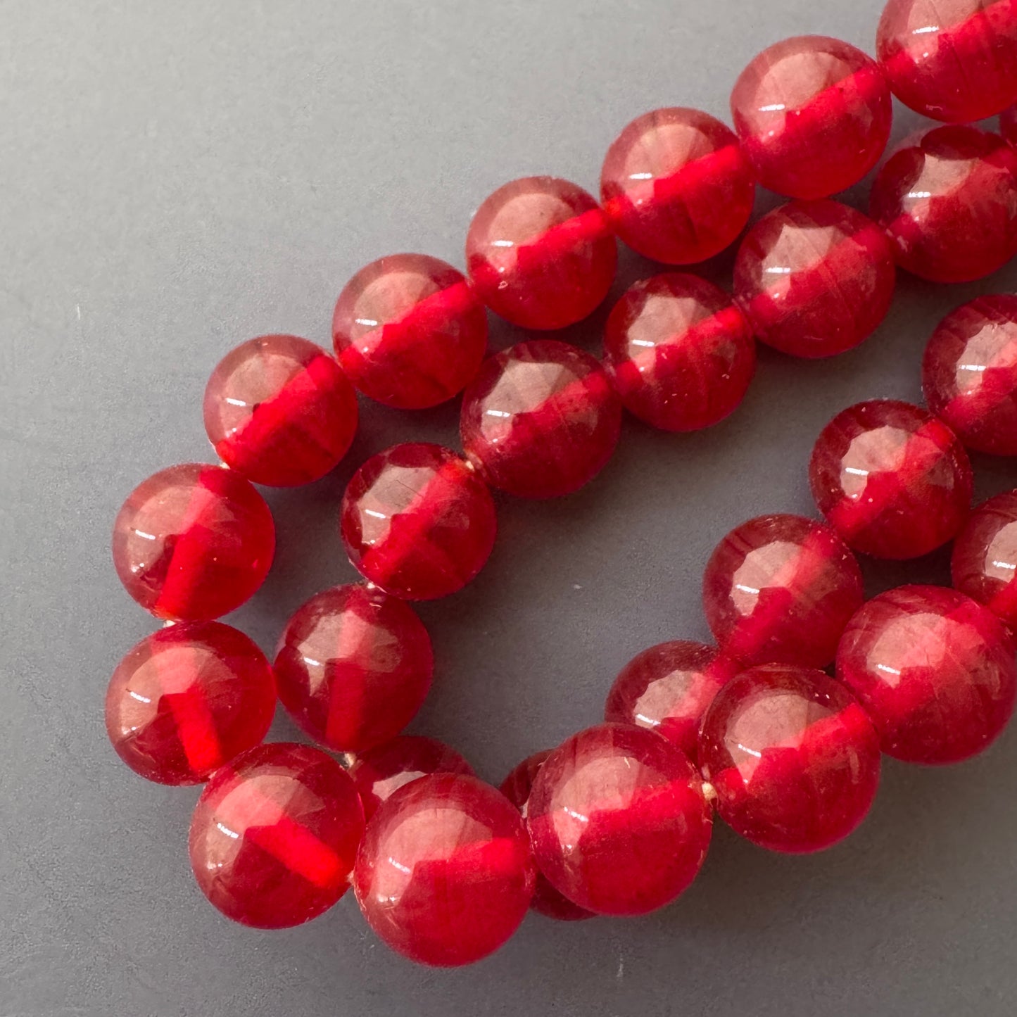 Japan Vintage Lampwork Glass Beads Dark Red 7.5~8mm【10pcs / 1 strand】