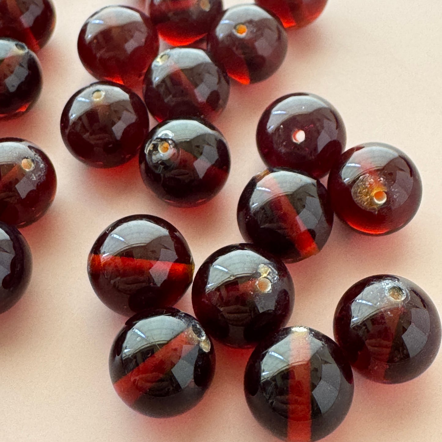 Japan Vintage Glass Beads Brown Round 10mm【2pcs / 1 strand】