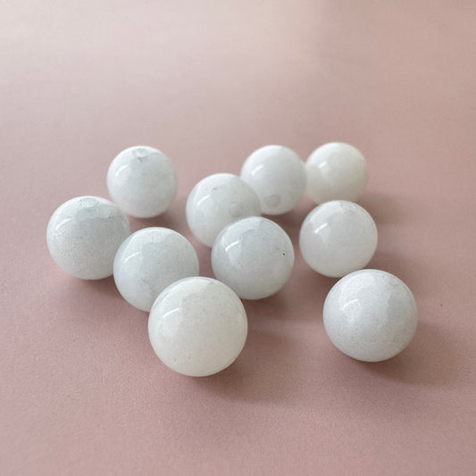 Japan Vintage Glass Beads Round Grayish white 6mm【10 pcs / 1 strand】