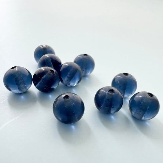 Japan Vintage Glass Beads Round Montana Blue 6mm【10 pcs / 1 strand】