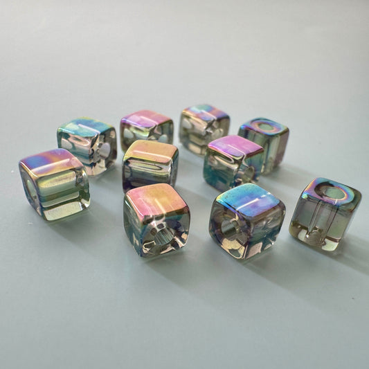 40-50's Japan Vintage Plastic Metalic Beads Square 5mm