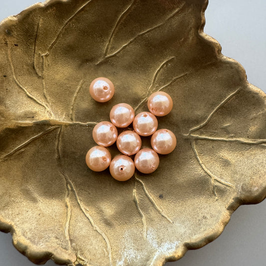 Japan Vintage Glass Pearl Round Orange 6.5mm
