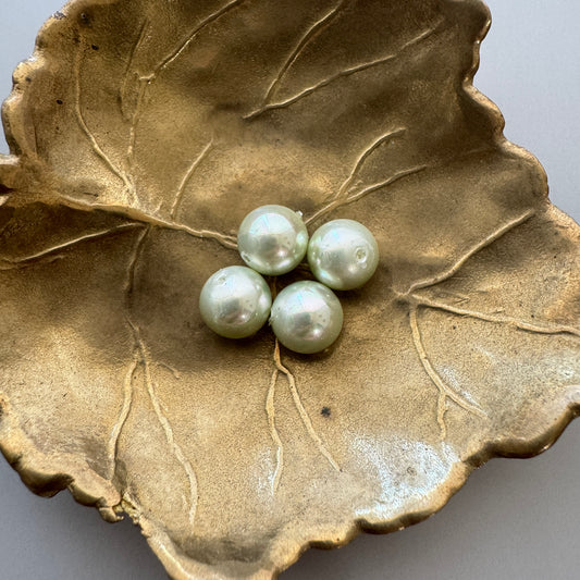 Japan Vintage Glass Pearl Round Green 8mm