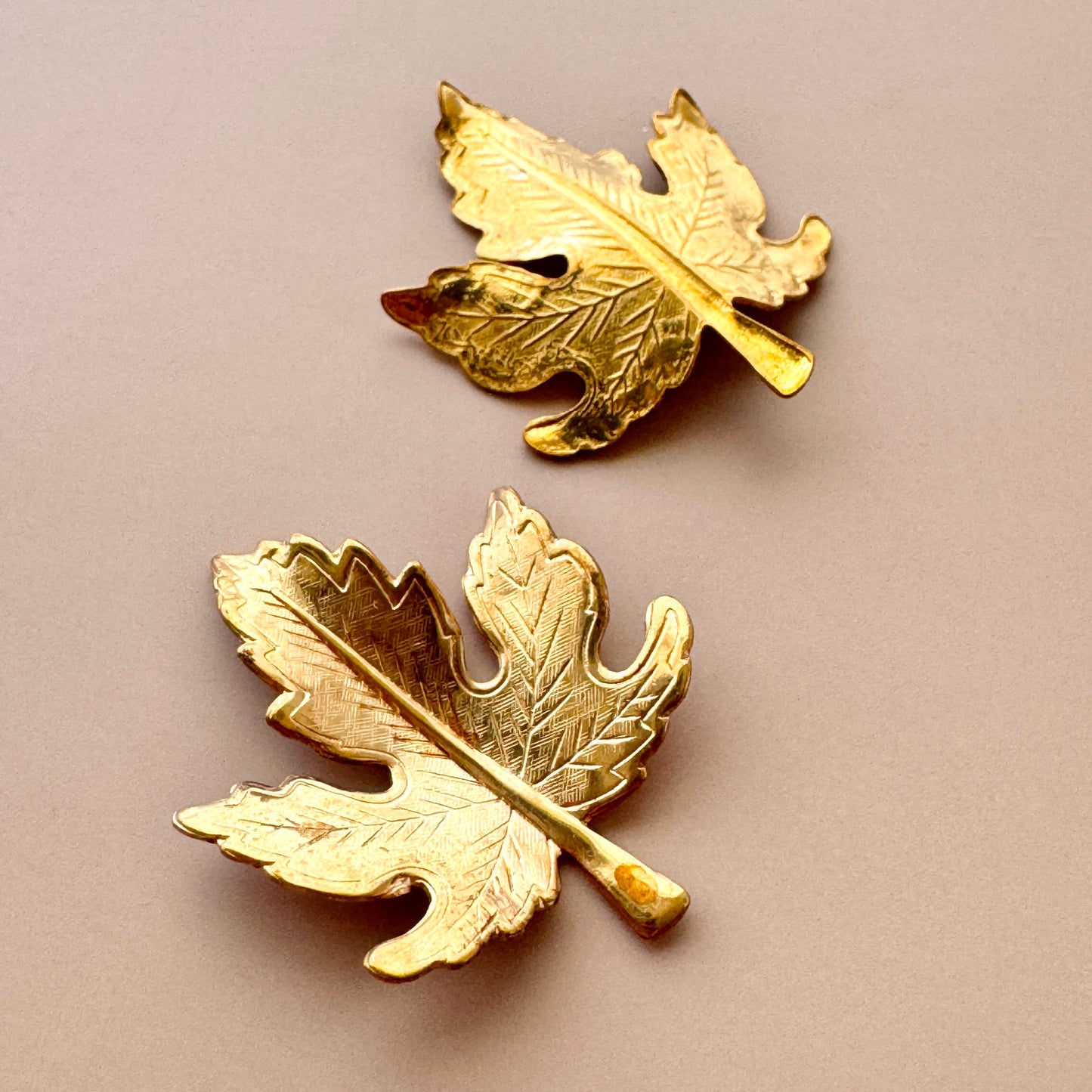 Vintage Brass Stamping Maple Leaf 32x25mm