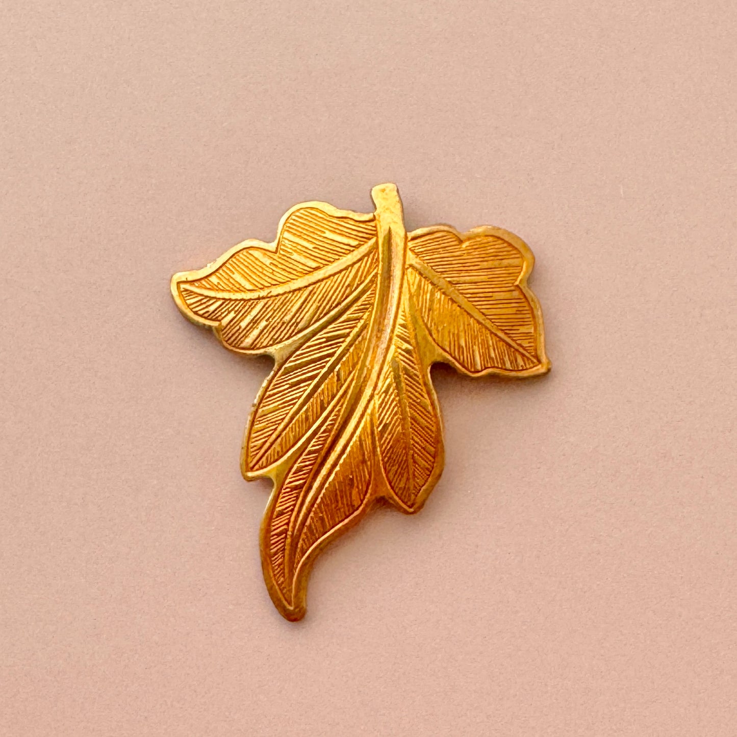 Vintage Brass Stamping Leaf 27x23mm