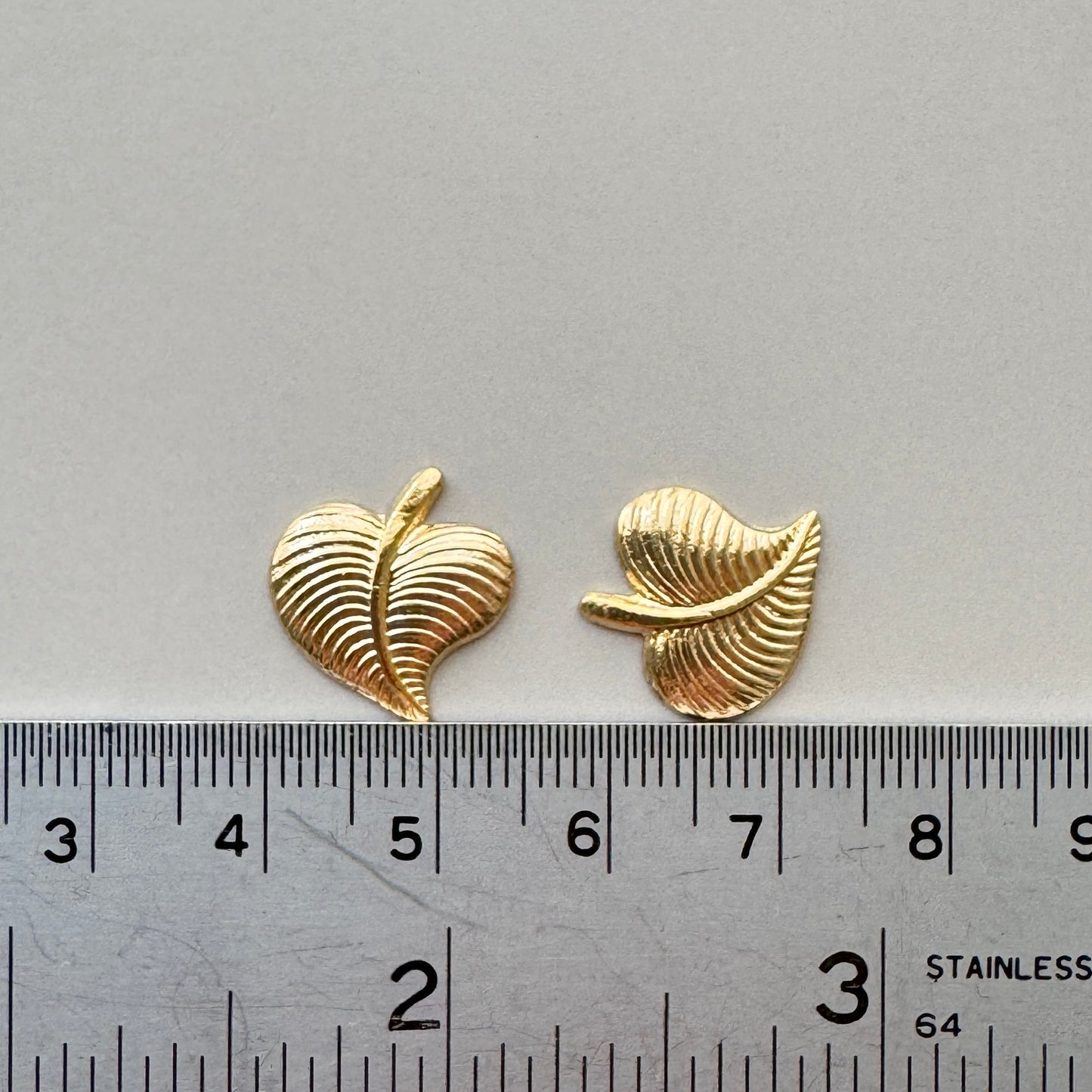 USA Vintage Gold Plated Leaf Stampings 15mm 【2pcs】