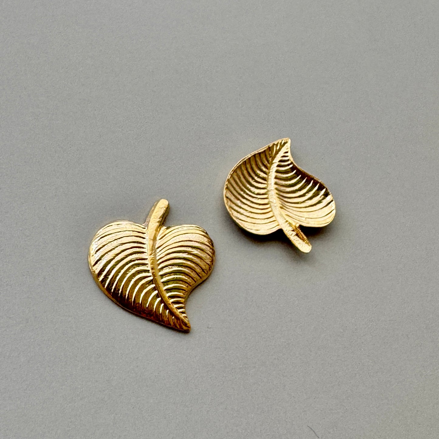 USA Vintage Gold Plated Leaf Stampings 15mm 【2pcs】