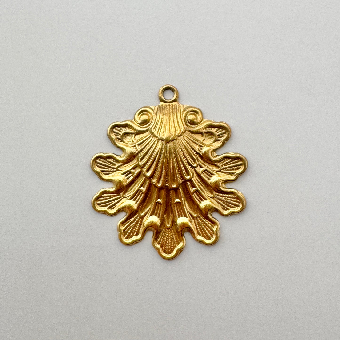 Vintage Brass Charm Shell or Leaf 26mm