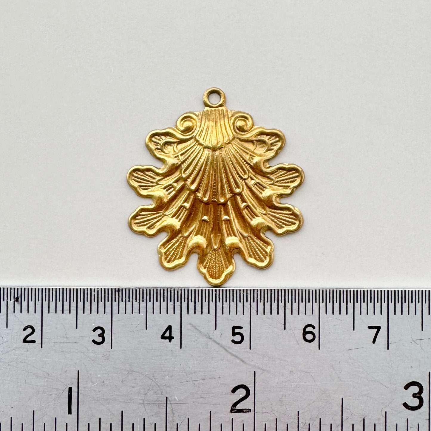 Vintage Brass Charm Shell or Leaf 26mm