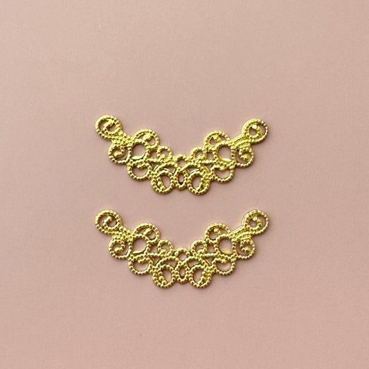 Vintage Brass Filigree 14x32mm 2pcs