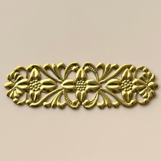 Vintage Brass Stamping Flowers 28x90mm