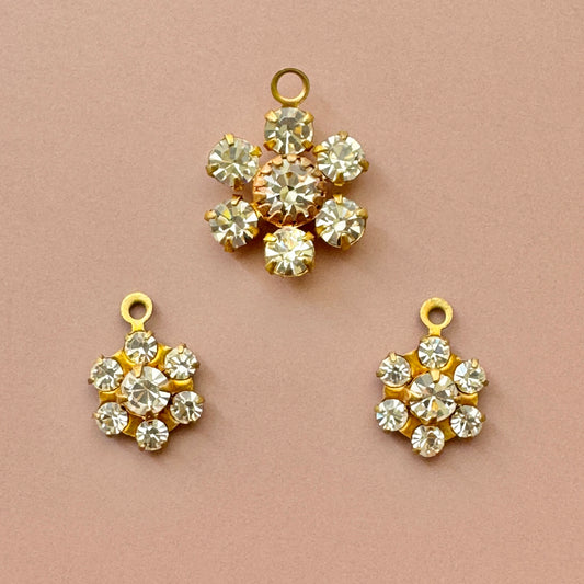 Vintage Rhinestone Flower Charm【2 size】