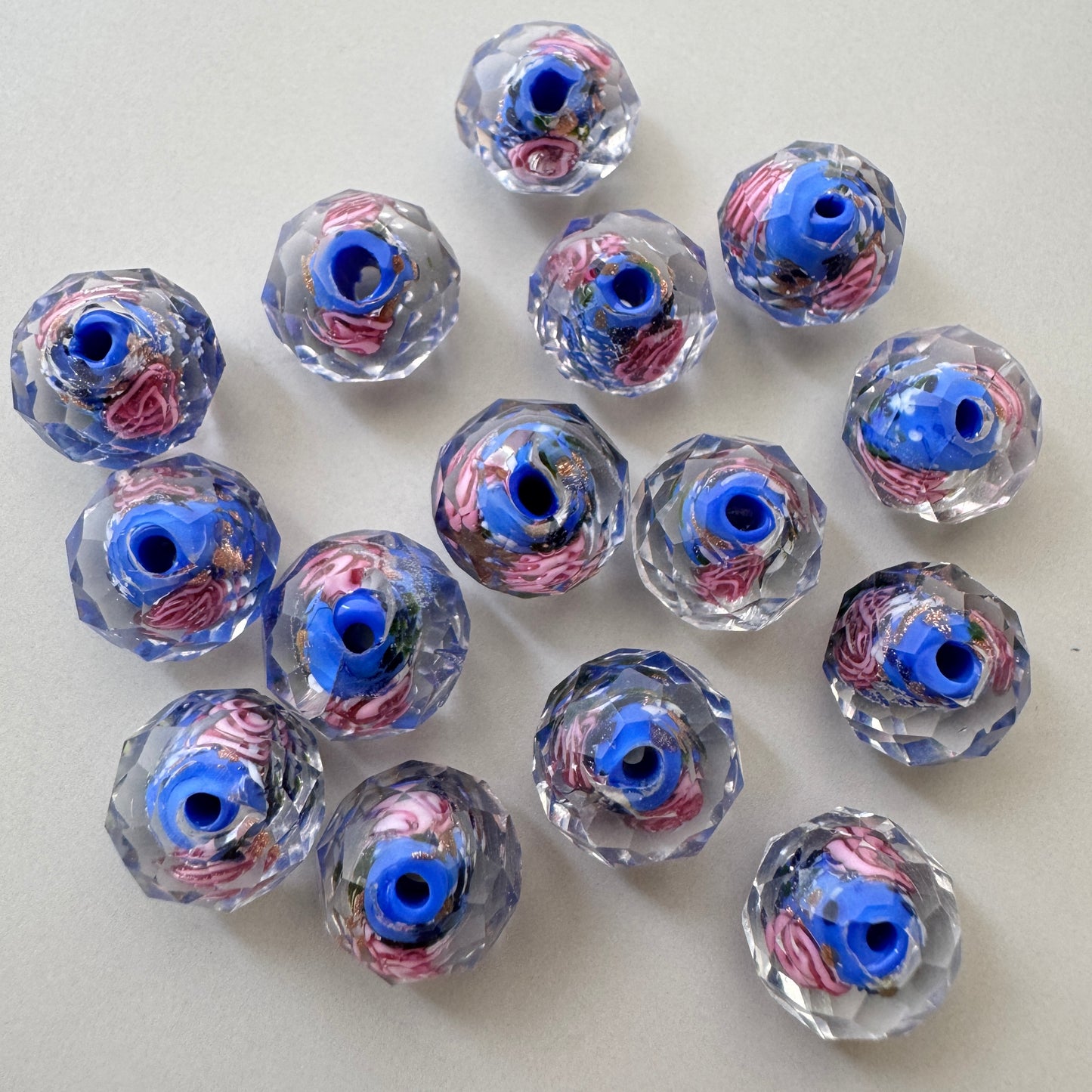 Vintage Cut Glass Beads Lampwork Rose【2pcs / 3 colors】
