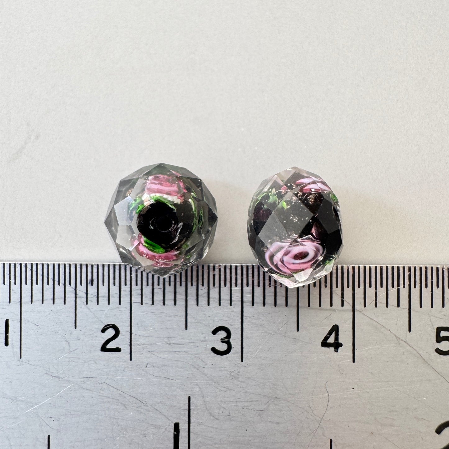 Vintage Cut Glass Beads Lampwork Rose【2pcs / 3 colors】