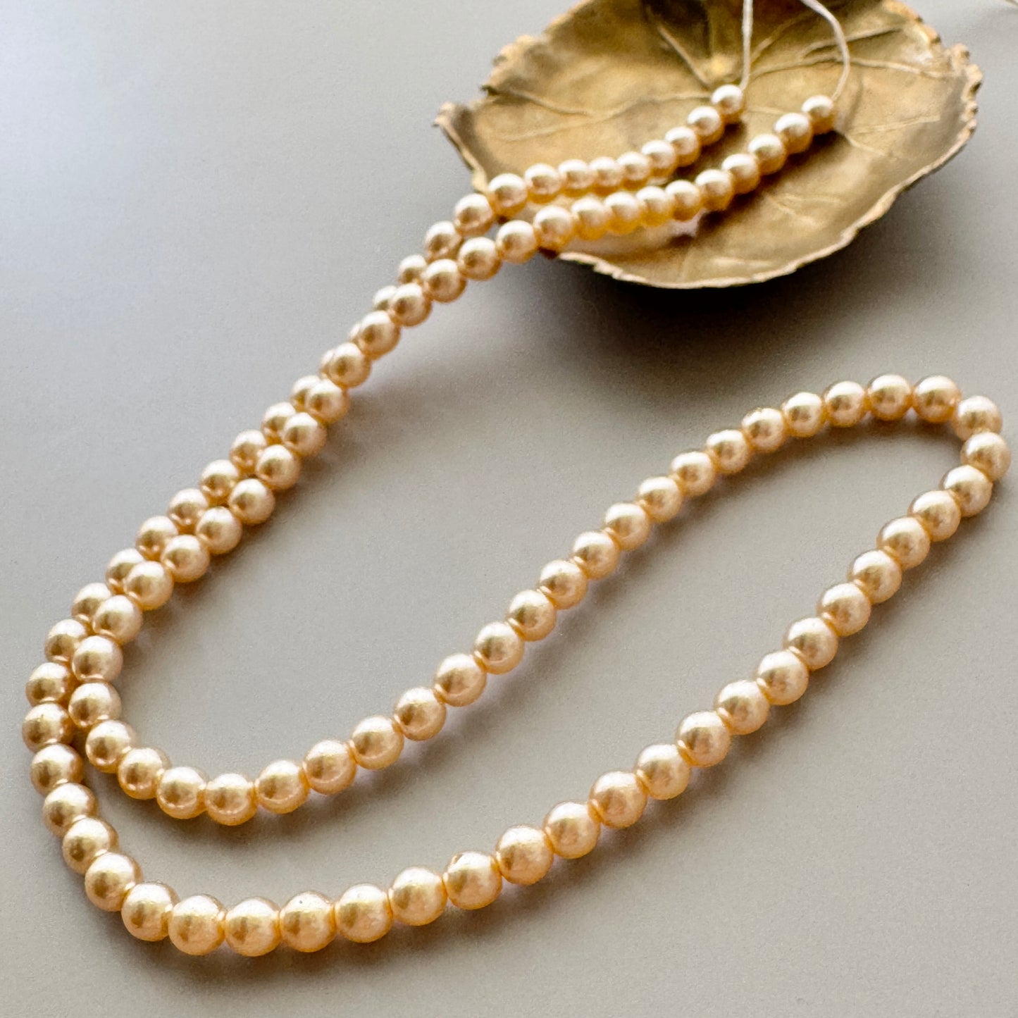 Czech Vintage Glass Pearl Beads Strand 5mm【49cm】