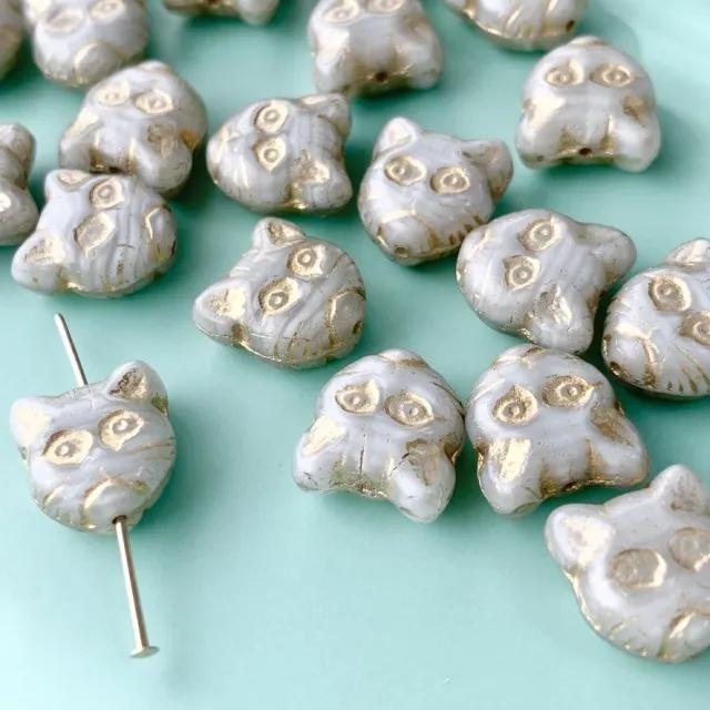 Czech Press Beads Cat Face 13mm【2pcs】