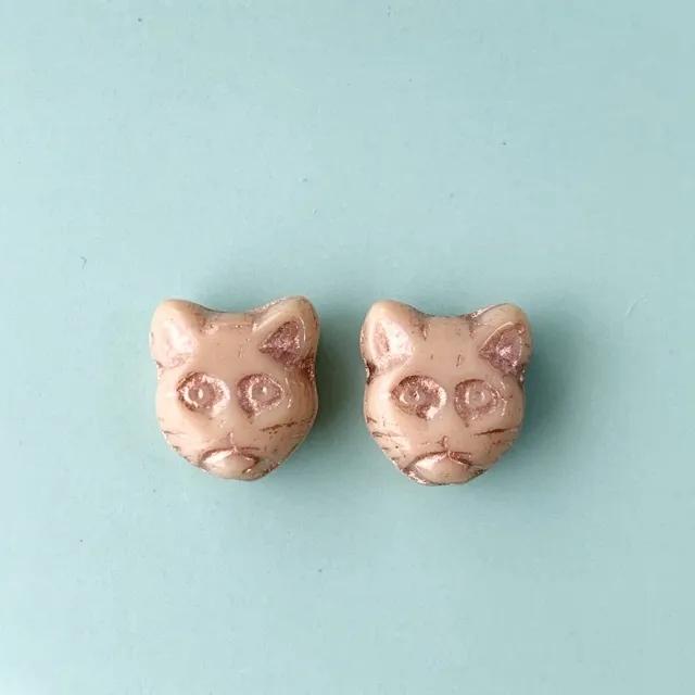 Czech Press Beads Cat Face 13mm【2pcs】