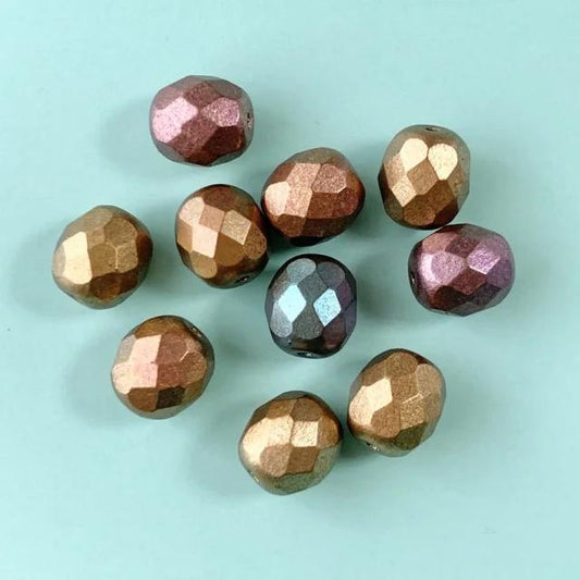 Czech Glass Beads Fire Polished Round・Soft Metallic Mix 9mm【10pcs】