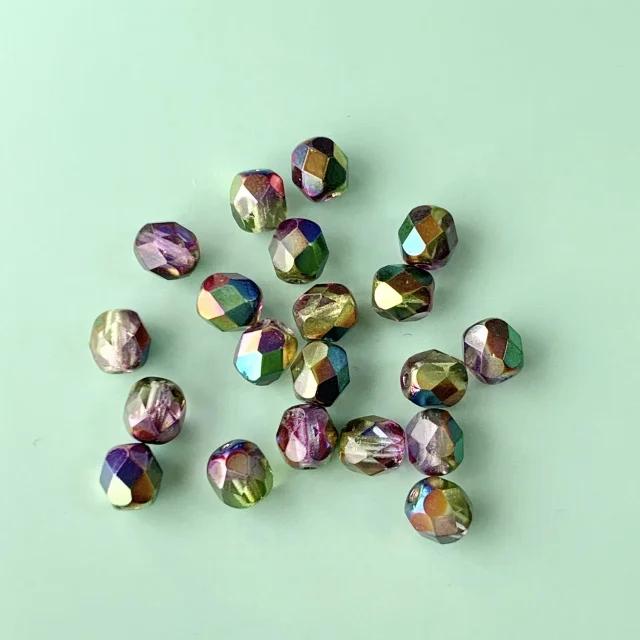 Czech Glass Beads Fire Polished Round Crystal Magic Orchid【4/6 mm】