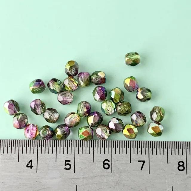 Czech Glass Beads Fire Polished Round Crystal Magic Orchid【4/6 mm】